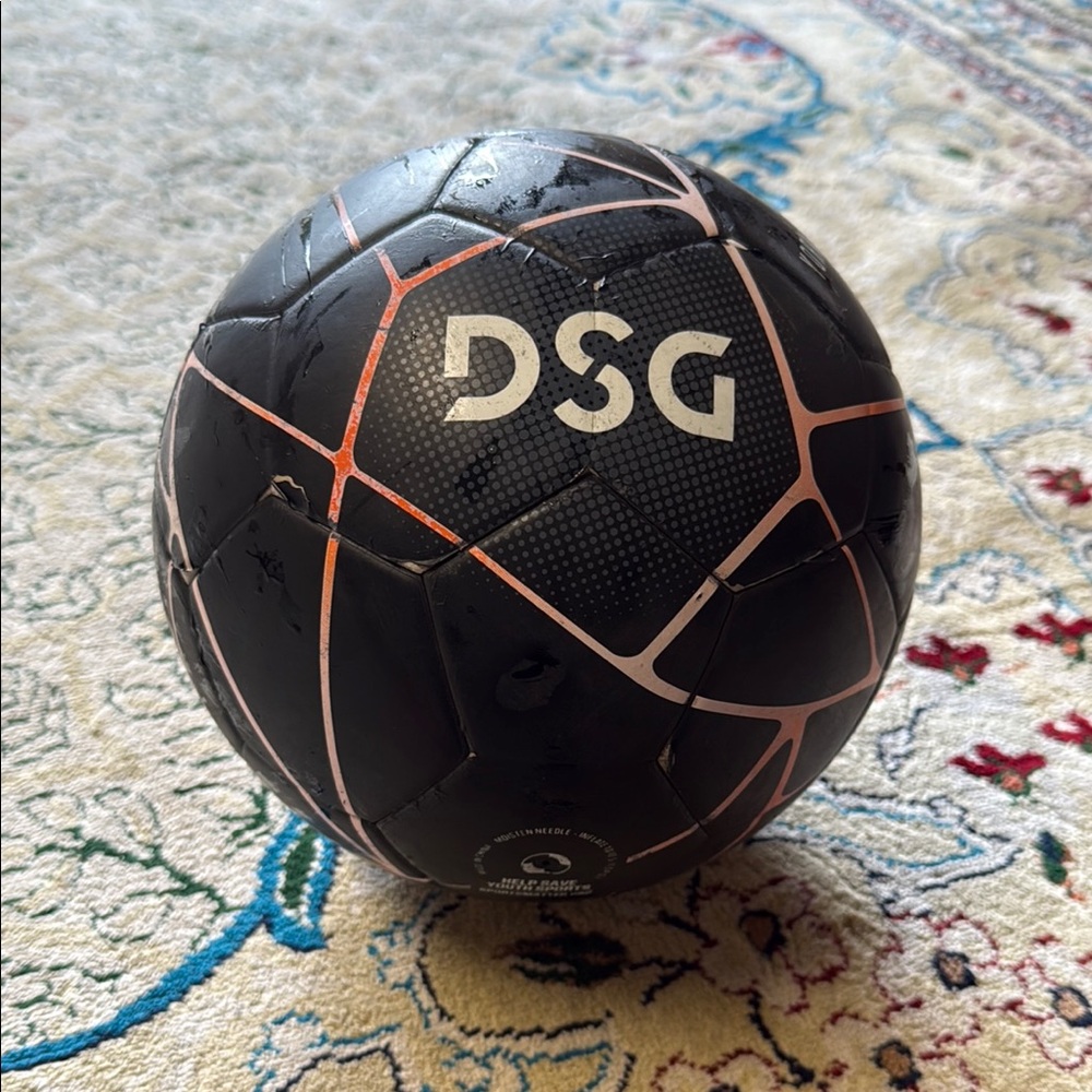 DSG Black Soccer Ball with Pink Lines